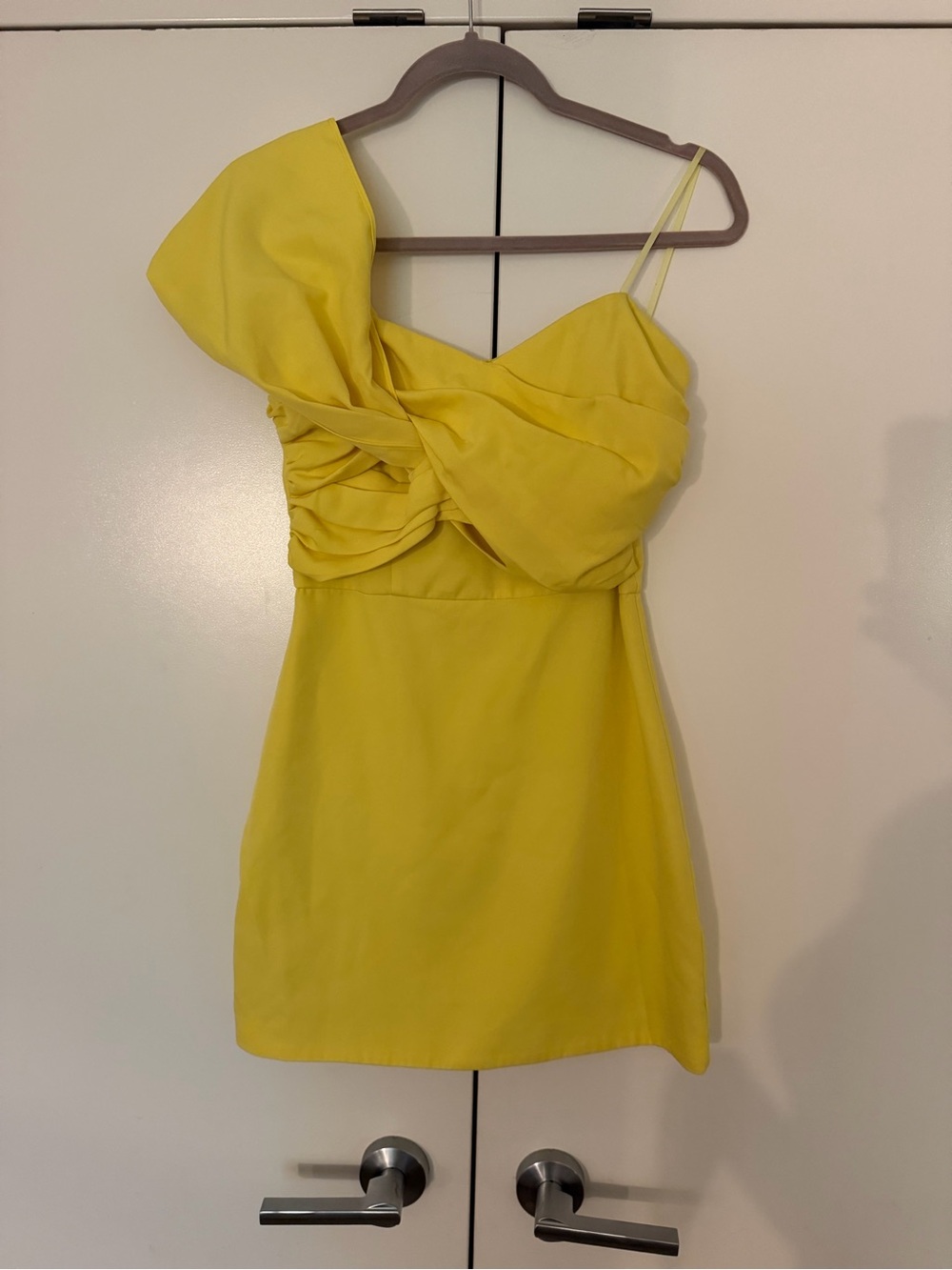 Yellow One-Shoulder Mini Dress